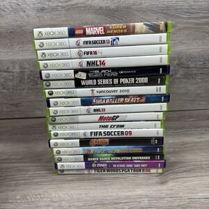 Xbox 360 Video Game Lot Bundle Of‎ 17 Games NHL FIFA Lego Poker Dancing Golf